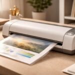 Lamináló készülék működés közben, fontos dokumentumok védelmére és tartósságának növelésére