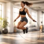 Nők és férfiak ugrókötéllel edzenek, kardió és koordináció egyidejű fejlesztése a cél.