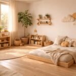Montessori gyerekágy a készített környezetben, nyugodt alvás és önálló tanulás, fejlődés