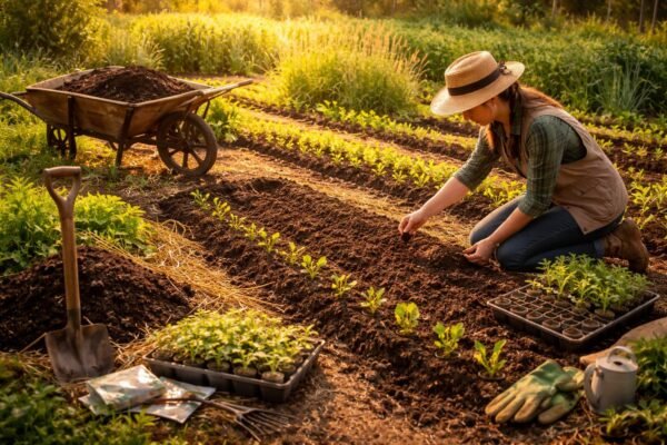 tavaszi felébredés a kertben, gondosan előkészített talaj, ütemezett feladatok a szezonra